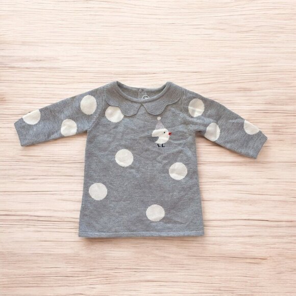 NWT Jacadi gray scallop collar sweater dress